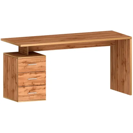Scrivania da Ufficio 160x60 cm con 3 Cassetti Marrone Effetto Rovere