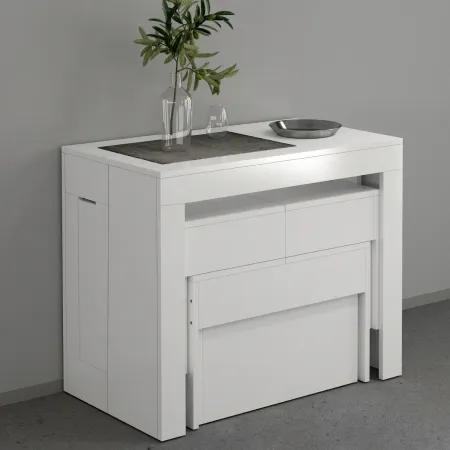 Set 2 Panche Allungabili Sovrapponibili Bianco 66-290 cm da Pranzo