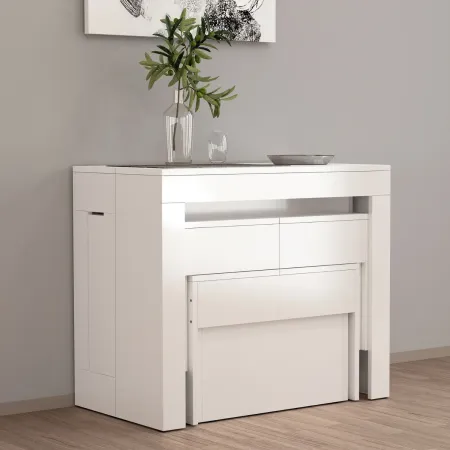 Set 2 Panche Allungabili Sovrapponibili Bianco 66-290 cm da Pranzo