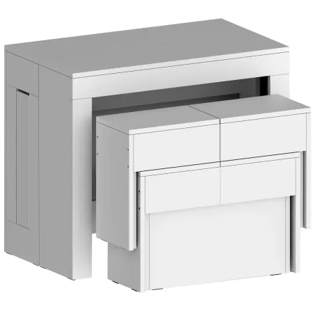 Set 2 Panche Allungabili Sovrapponibili Bianco 66-290 cm da Pranzo