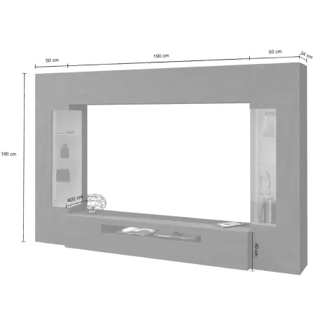 Parete Attrezzata Soggiorno Mobile TV Vetrine Grigio Antracite 290 cm
