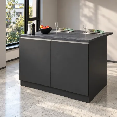 Mobile Isola per Cucina Antracite Piano Report con 2 Ante 125x90 cm