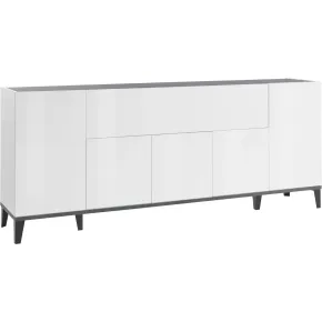 Madia da Soggiorno Bianco Ardesia Credenza 4 Ante 1 Ribalta 200 cm
