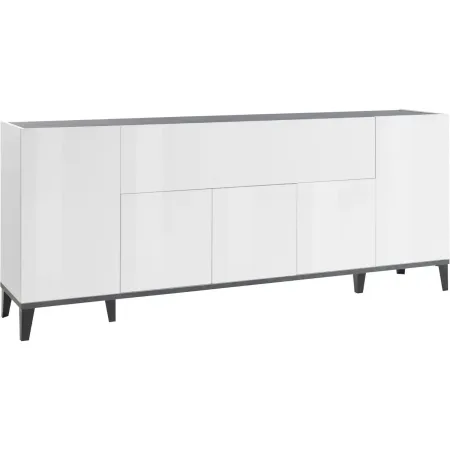Madia da Soggiorno Bianco Ardesia Credenza 4 Ante 1 Ribalta 200 cm