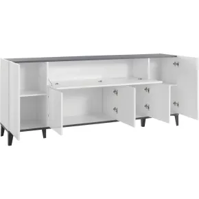Madia da Soggiorno Bianco Ardesia Credenza 4 Ante 1 Ribalta 200 cm 2