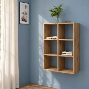 Libreria 60x25 6 Vani a Giorno Rovere Camera Soggiorno a Terra Parete 2