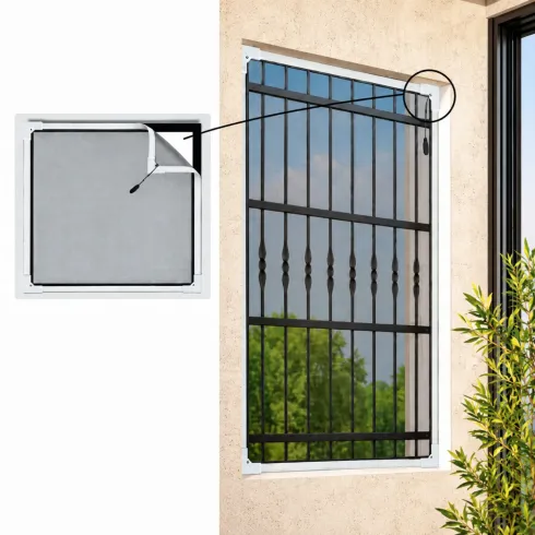 Zanzariera per Grate con Magnete Perimetrale Bianco 130x260 cm