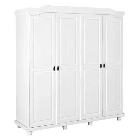 Armadio a 4 Ante Bianco Legno Appendiabiti Mobile Camera Letto Cabina Guardaroba