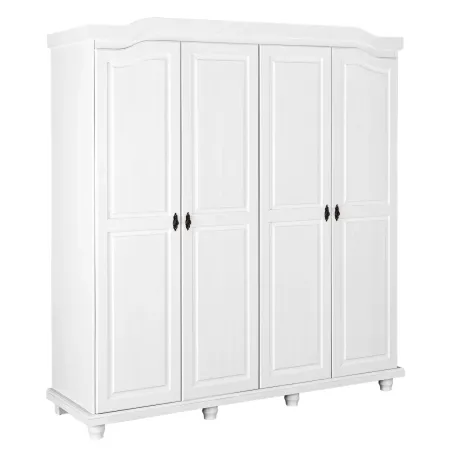 Armadio a 4 Ante Bianco Legno Appendiabiti Mobile Camera Letto Cabina Guardaroba