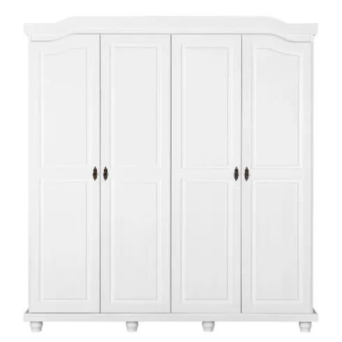 Armadio a 4 Ante Bianco Legno Appendiabiti Mobile Camera Letto Cabina Guardaroba