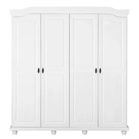 Armadio a 4 Ante Bianco Legno Appendiabiti Mobile Camera Letto Cabina Guardaroba