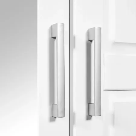 Armadio 3 Ante Bianco Specchio Cassetti Appendiabiti Camera da Letto