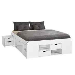 Letto alla Francese 140x200 Bianco Rete a Doghe con Cassetti una piazza e mezzo | Bricoshop24