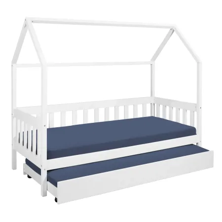 Letto singolo 90x200 cm Bianco con Tetto Doghe