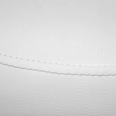 Sgabello Basso con Ruote a Rotelle Bianco Ecopelle in Metallo Imbottito Cucina | BricoShop24