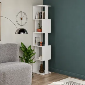 Libreria Moderna a 5 Ripiani Scaffale Bianco per Camera Soggiorno 2