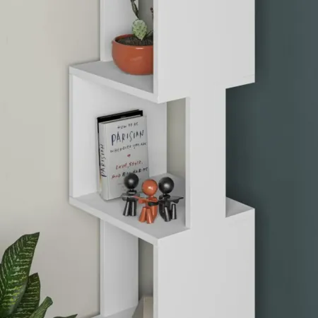 Libreria Moderna a 5 Ripiani Scaffale Bianco per Camera Soggiorno