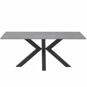 Tavolo da Pranzo Ceramica Effetto Marmo Grigio Rettangolare 180x90 cm
