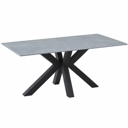 Tavolo da Pranzo Ceramica Effetto Marmo Grigio Rettangolare 180x90 cm