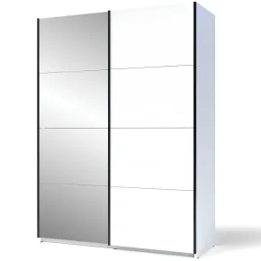 Armadio con Specchio Camera da Letto Bianco 2 Ante Scorrevoli 150 cm