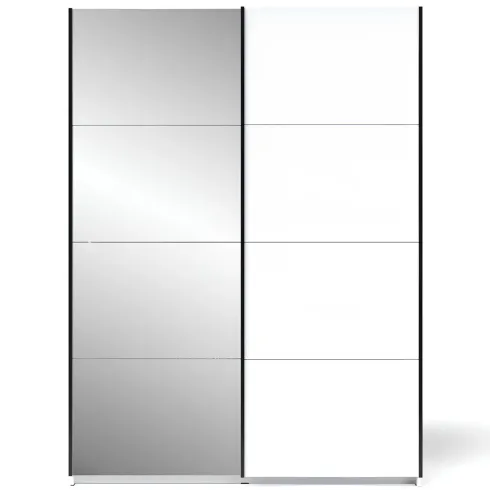 Armadio con Specchio Camera da Letto Bianco 2 Ante Scorrevoli 150 cm