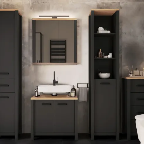 Mobile Colonna Bagno Antracite Idrorepellente Ante Reversibili Cassetto