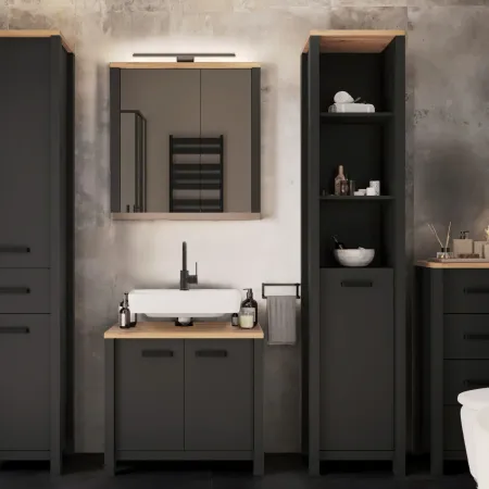 Mobile Colonna Bagno Antracite Idrorepellente Ante Reversibili Cassetto