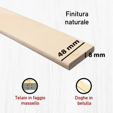 Rete a Doghe Flessibili Letto singolo 90x200 cm Telaio Legno Massello