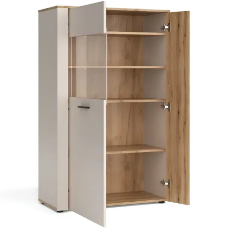 Vetrina Credenza 2 Ante Reversibili Beige Rovere Madia da Soggiorno