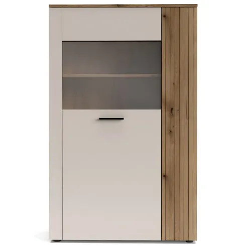 Vetrina Credenza 2 Ante Reversibili Beige Rovere Madia da Soggiorno