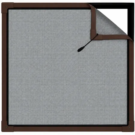 Zanzariera per Grate 150x150 cm con Magnete Perimetrale Marrone