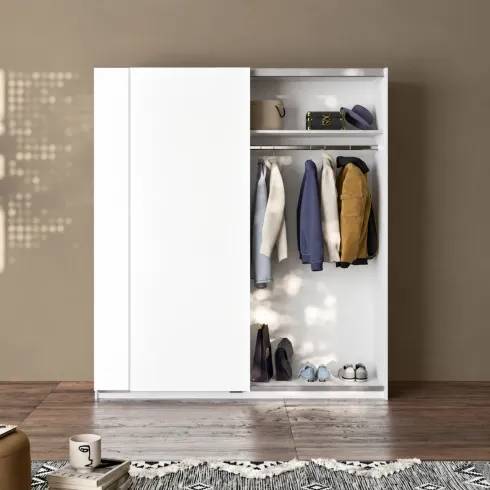 Armadio Camera da Letto Bianco 2 Ante Scorrevoli Guardaroba 180 cm