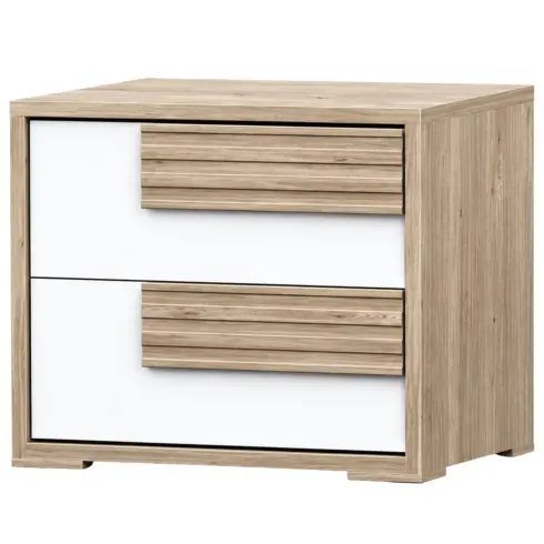 Comodino Moderno Bianco Lucido Olmo 2 Cassetti Camera da Letto