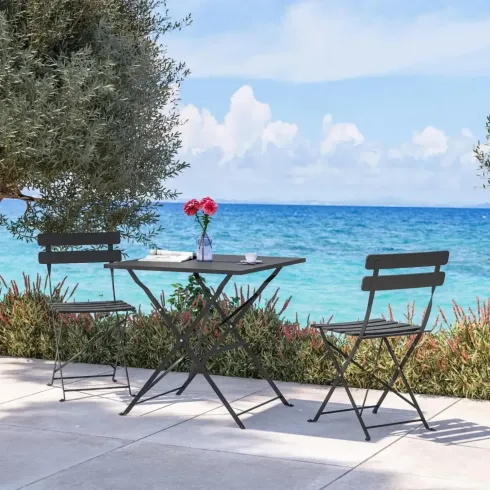 Outlet Set Tavolo da Giardino Quadrato 70x70 cm 2 Sedie Antracite