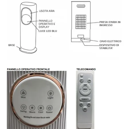 Raffrescatore Termoconvettore 2 in 1 Elettrico 2kW Nero Caldo Freddo