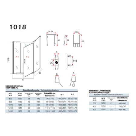Box Doccia Anta Battente 80 90 100 120 140 8mm in Cristallo | BricoShop24
