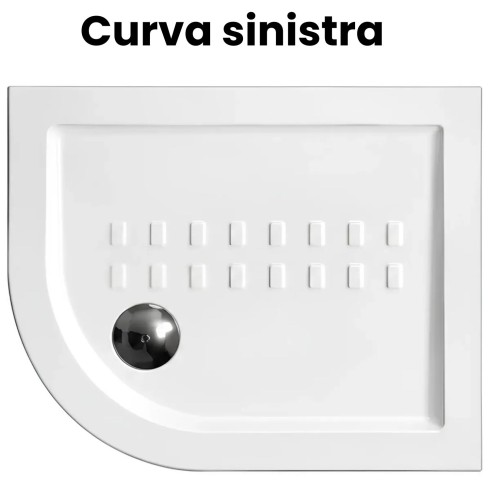Piatto Doccia 70x90 5.5 cm Bianco Angolare in Ceramica Semicircolare Piletta 90 | BricoShop24