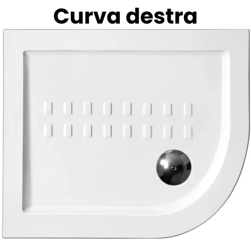 Piatto Doccia 70x90 5.5 cm Bianco Angolare in Ceramica Semicircolare Piletta 90 | BricoShop24