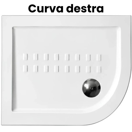 Piatto Doccia 70x90 5.5 cm Bianco Angolare in Ceramica Semicircolare Piletta 90 | BricoShop24