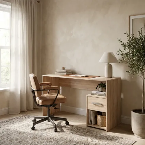 Scrivania in Legno di Quercia Porta Pc per Ufficio o Studio con Cassetti