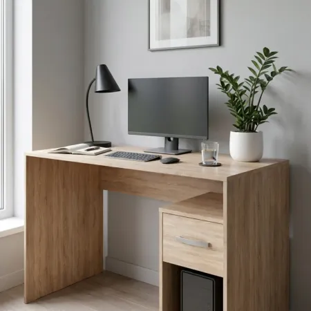 Scrivania in Legno di Quercia Porta Pc per Ufficio o Studio con Cassetti
