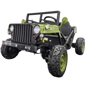 Buggy Elettrico Macchina per Bambini 24V 4x4 Army Ranger Verde 2 Posti