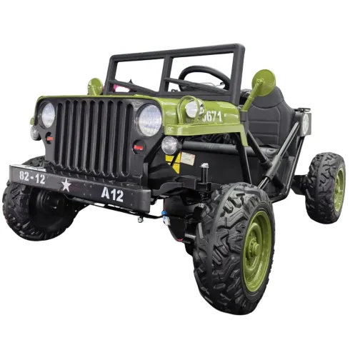 Buggy Elettrico Macchina per Bambini 24V 4x4 Army Ranger Verde 2 Posti