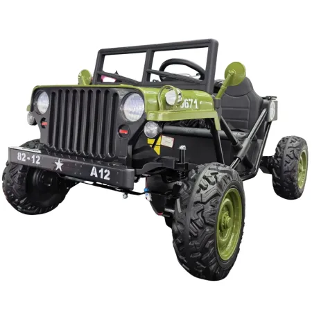 Buggy Elettrico Macchina per Bambini 24V 4x4 Army Ranger Verde 2 Posti