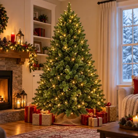 Albero di Natale 240 cm in PVC Rami Apertura Ombrello Base 153 cm