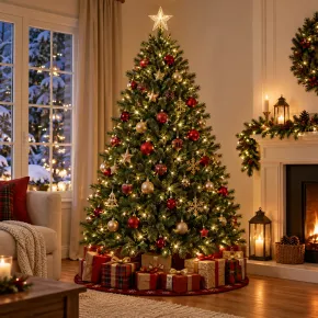 Albero di Natale 240 cm in PVC Rami Apertura Ombrello Base 153 cm 2