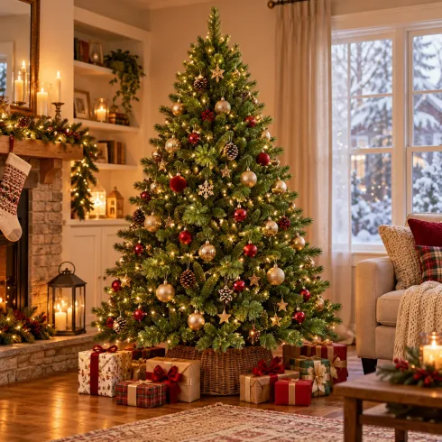 Albero di Natale Artificiale 180 cm Verde in PVC Diametro 122 cm