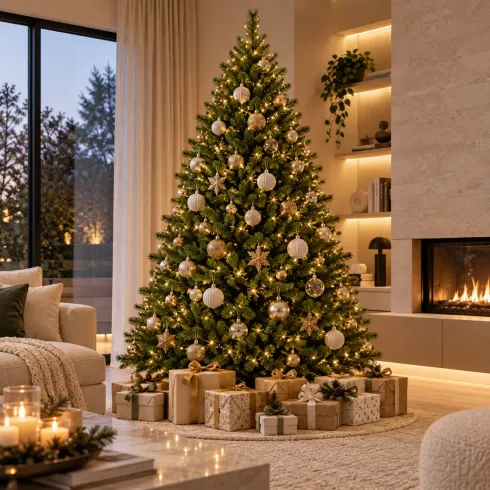 Albero di Natale Artificiale 180 cm Verde in PVC Diametro 122 cm