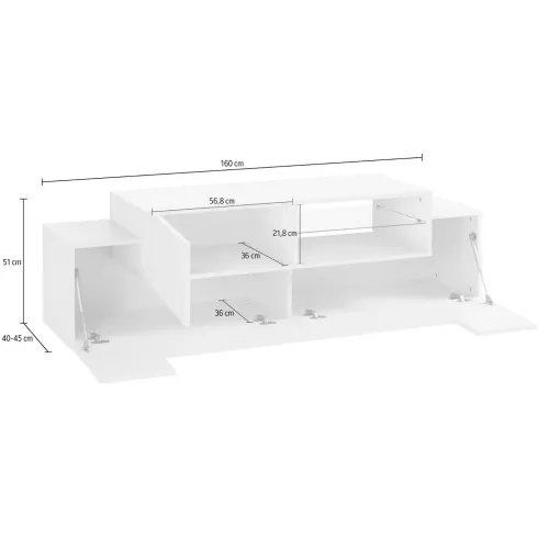 Mobile Porta TV Bianco Acero 160 cm Madia Bassa per Soggiorno