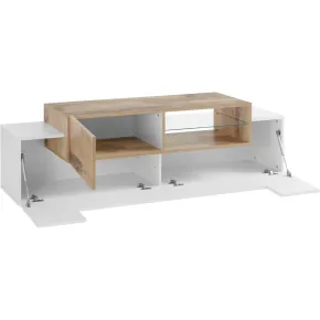Mobile Porta TV Bianco Acero 160 cm Madia Bassa per Soggiorno 2